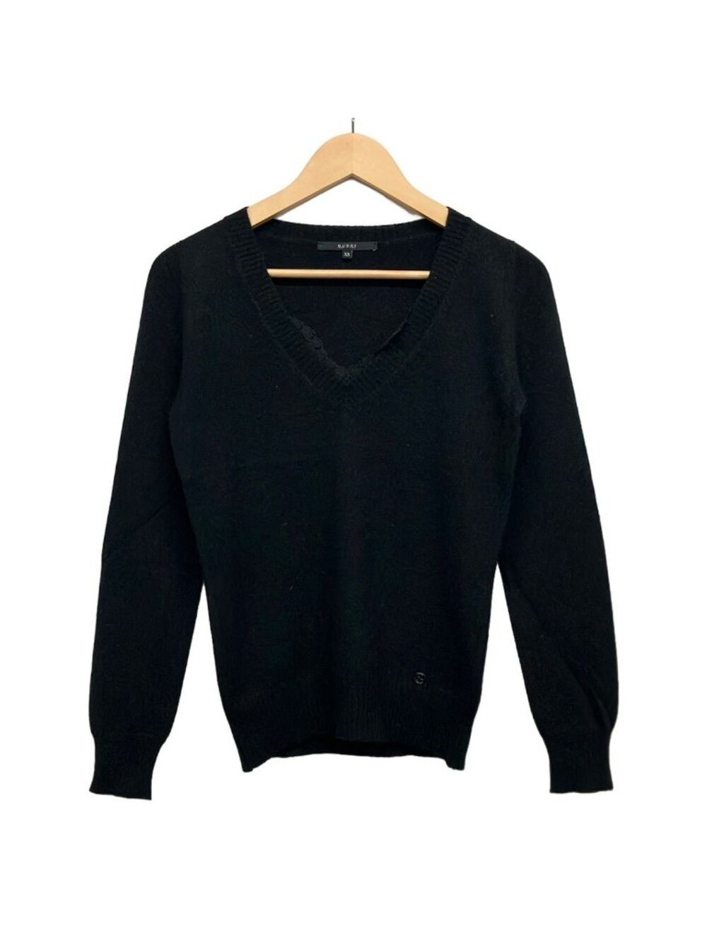 Gucci Long Sleeve Sweater XS Black Neck Cashmere Lace